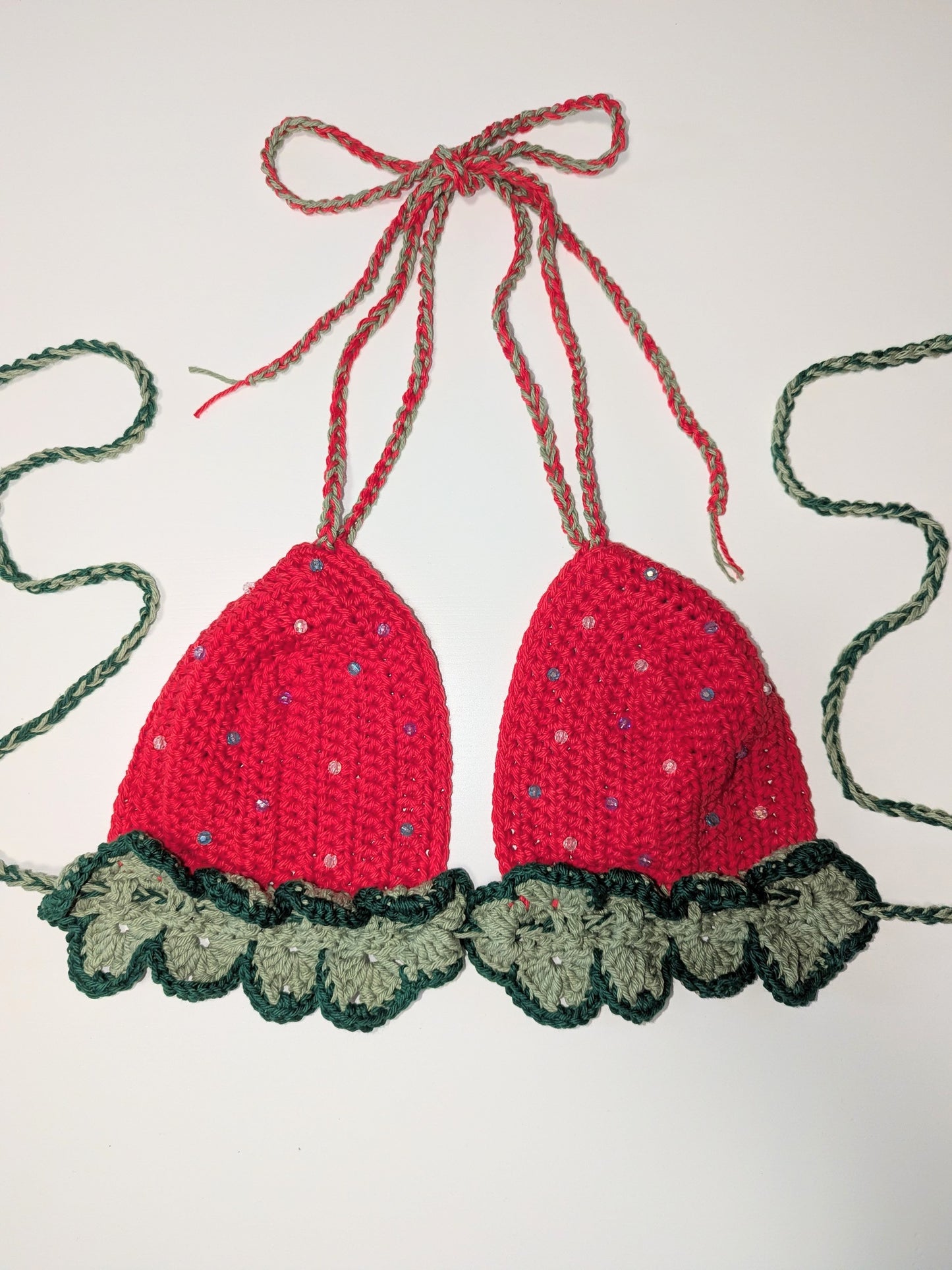 Red Strawberry Crochet Bra top