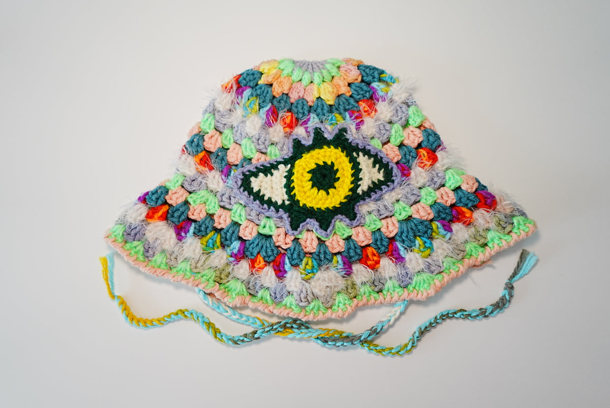 Yellow Eye Crochet Hat in Mult color
