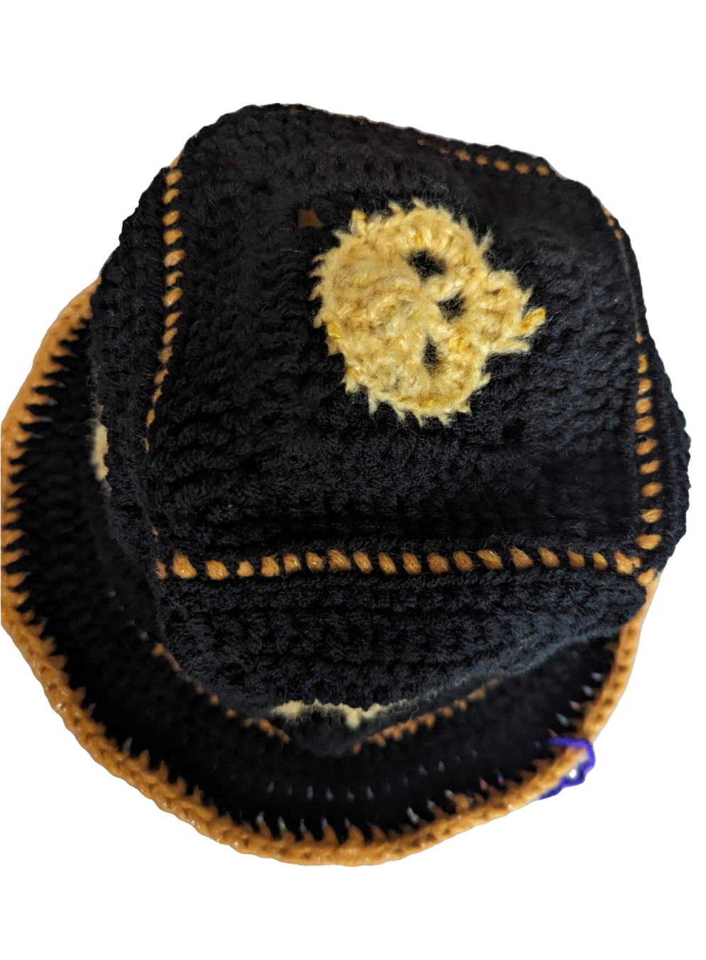 Skulls Crochet Bucket hat in Black x Yellow