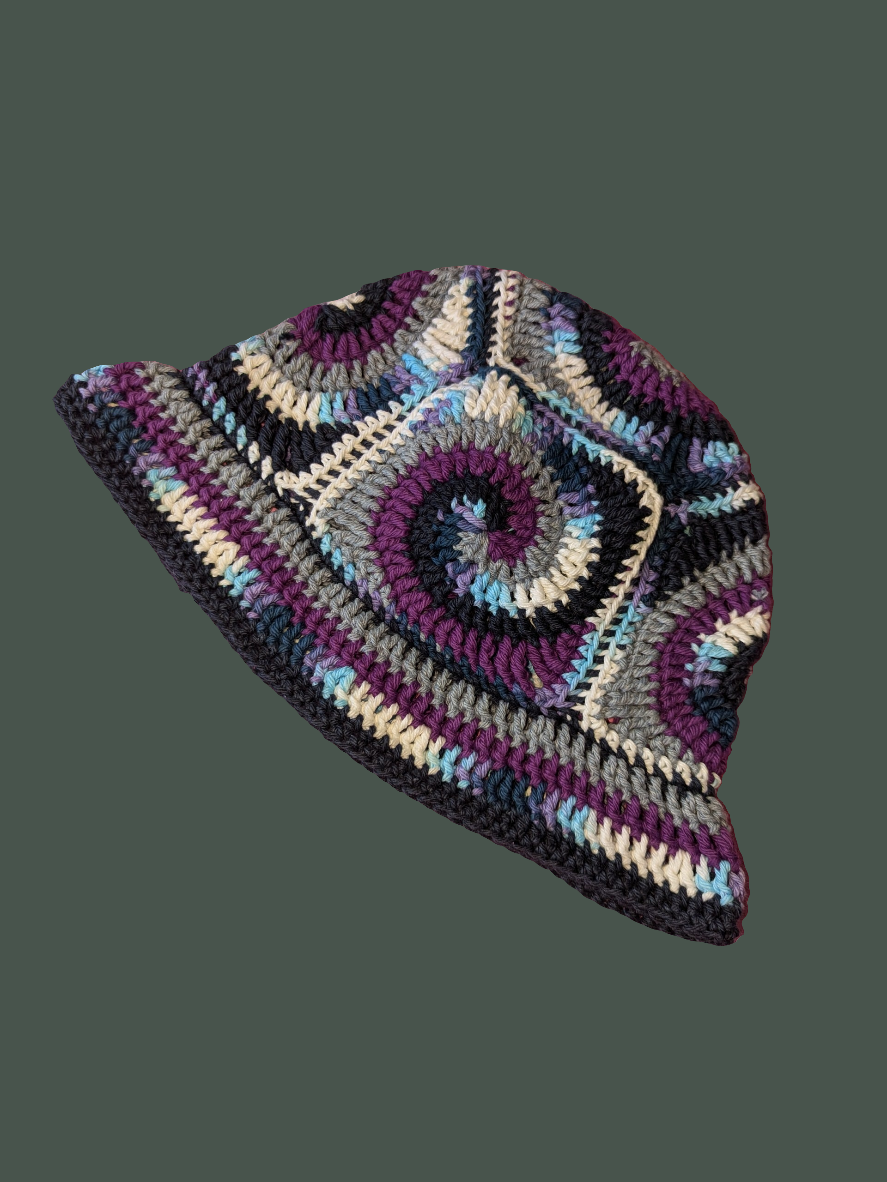 Spiral x Flying Eye Ball Crochet Bucket hat