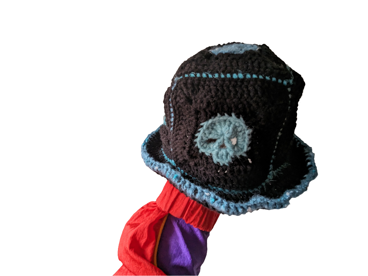 Skulls Crochet Bucket hat in Black x Blue