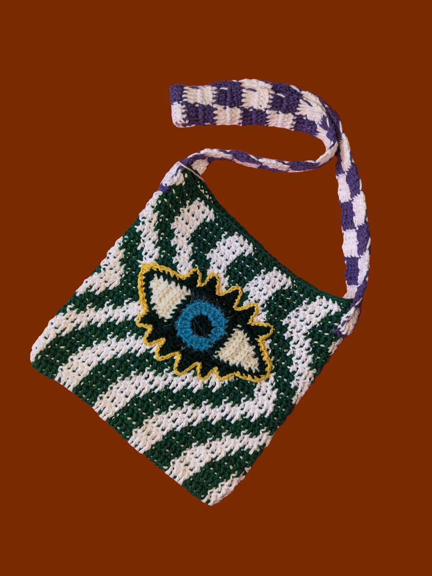 Blue eye x Wavy Crochet Shoulder Bag