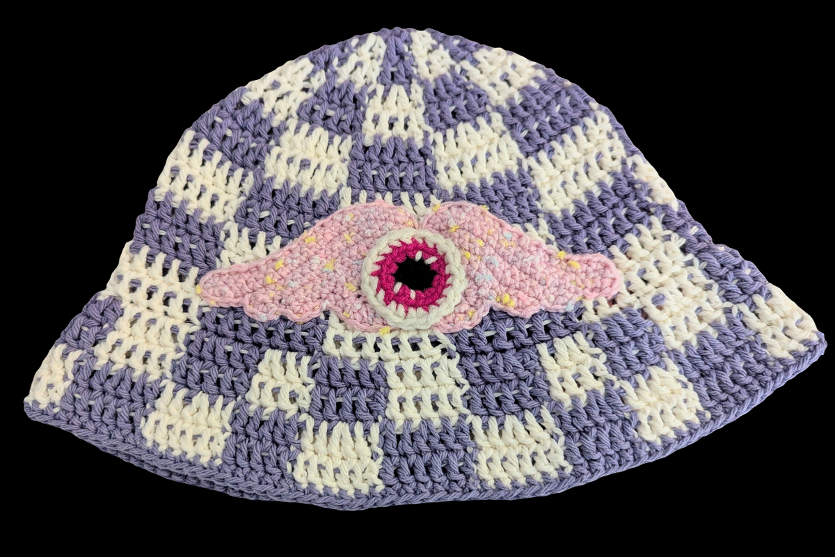 Frying Eyeball x Checkered Crochet Hat