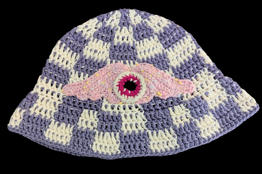 Frying Eyeball x Checkered Crochet Hat