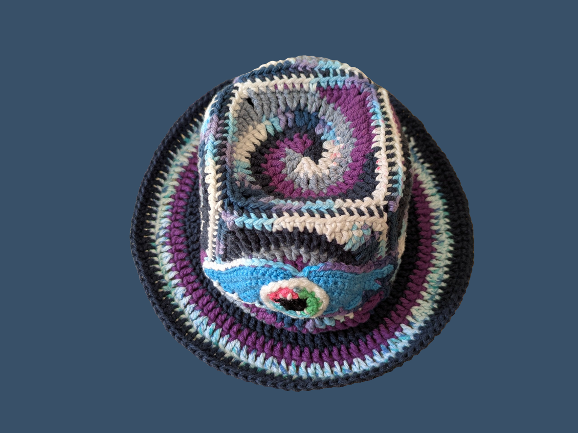 Spiral x Flying Eye Ball Crochet Bucket hat
