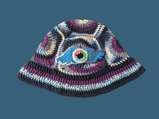 Spiral x Flying Eye Ball Crochet Bucket hat