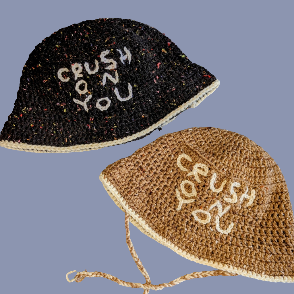 CRUSH ON YOU Crochet Bucket hat in Brown