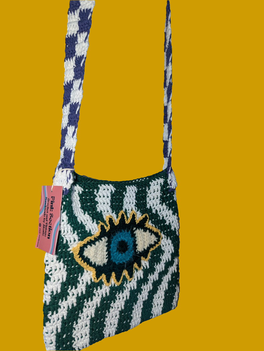 Blue eye x Wavy Crochet Shoulder Bag