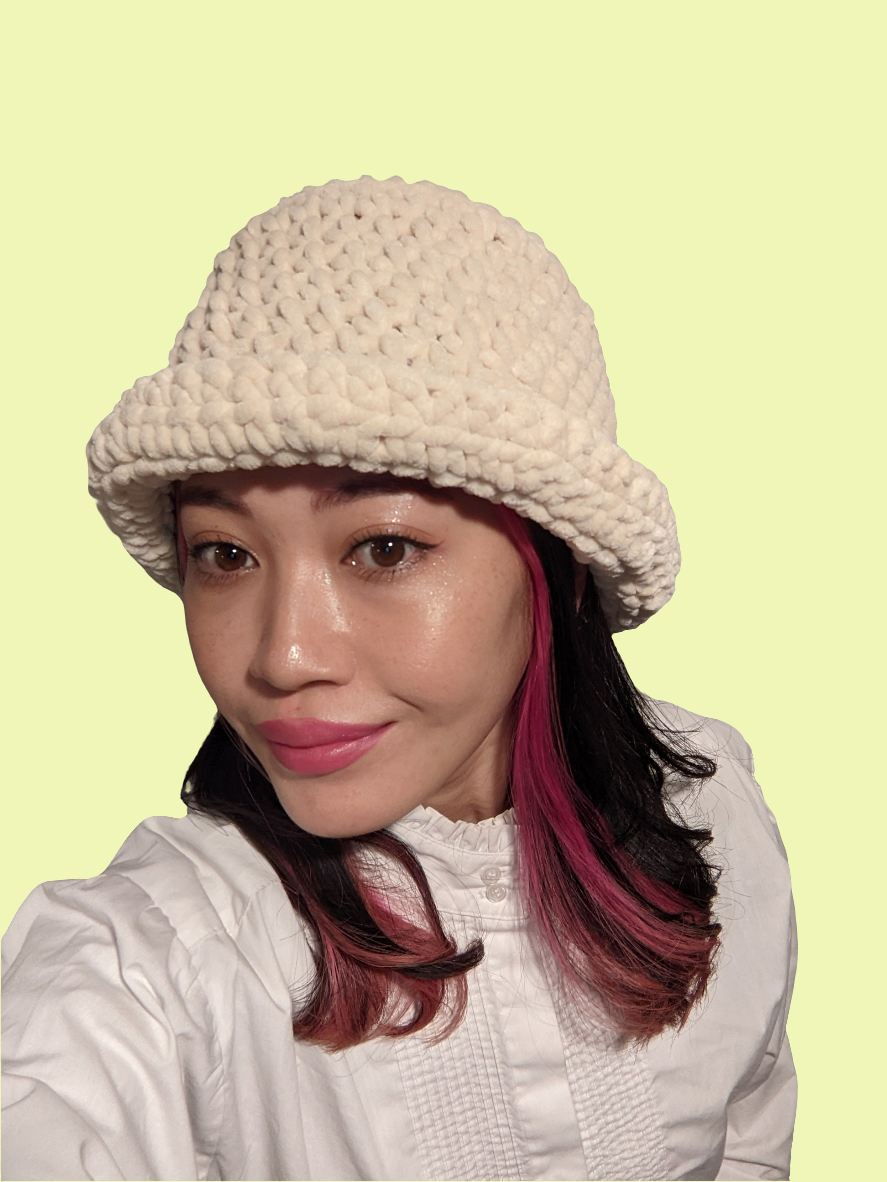 Fluffy Crochet Bucket Hat in Ivory