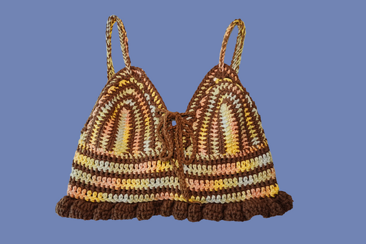 Espresso Brown color mix Crochet Bra Top
