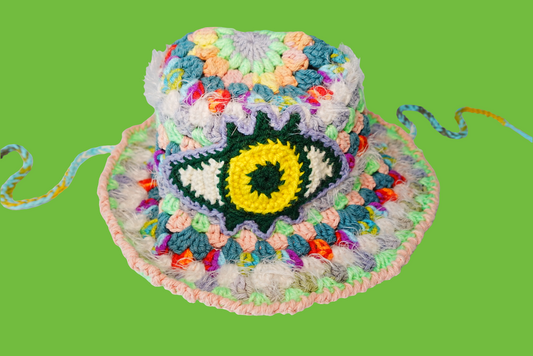 Yellow Eye Crochet Hat in Mult color