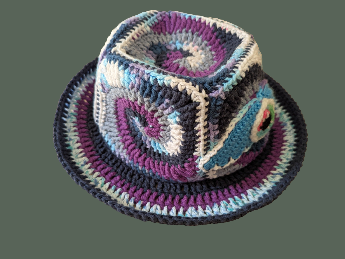 Spiral x Flying Eye Ball Crochet Bucket hat