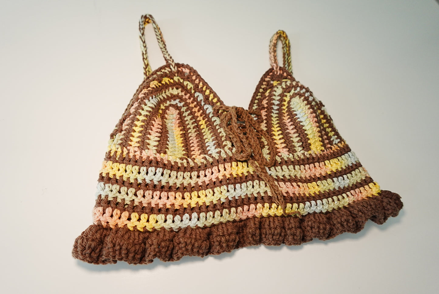 Espresso Brown color mix Crochet Bra Top