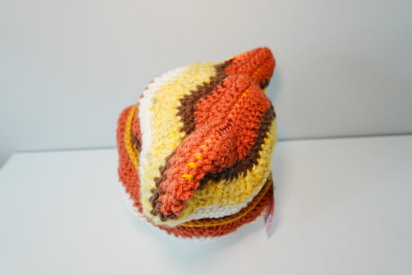 Wavey Crochet Cat Ear Hat in Brown Orange and Multi color