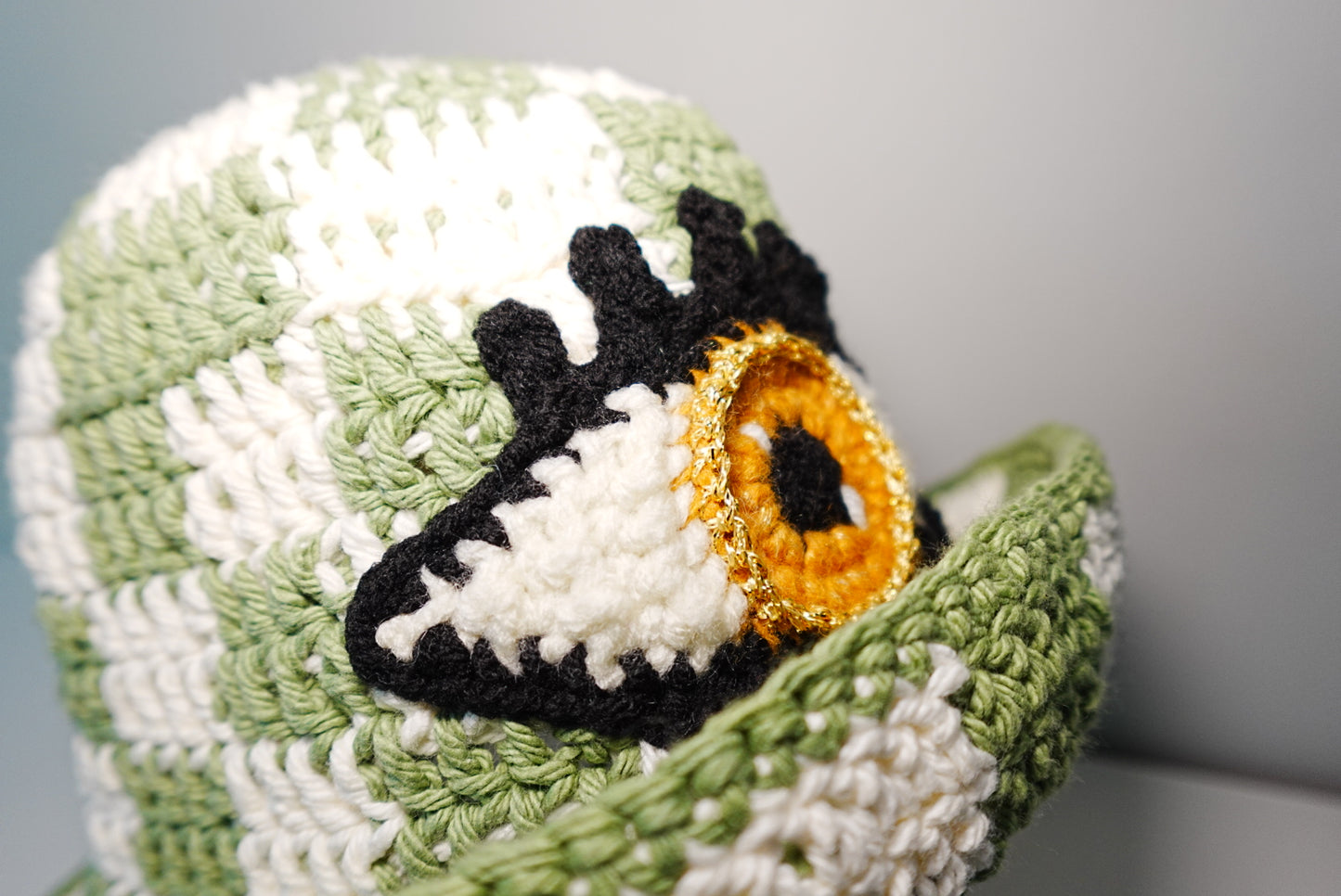 Checkered x Yellow Eye Crochet Hat