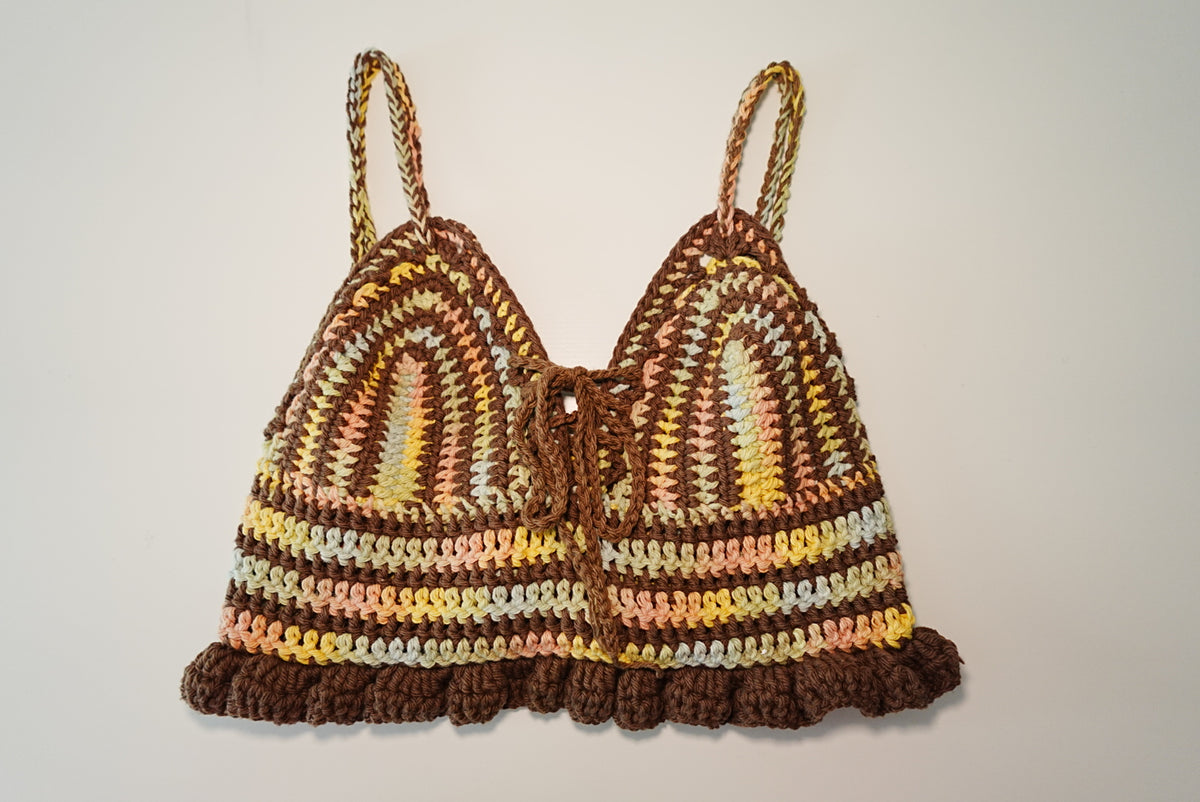 Espresso Brown color mix Crochet Bra Top