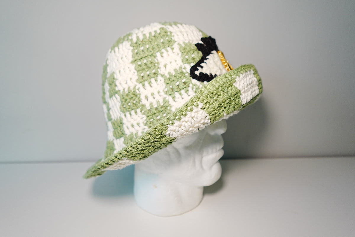 Checkered x Yellow Eye Crochet Hat