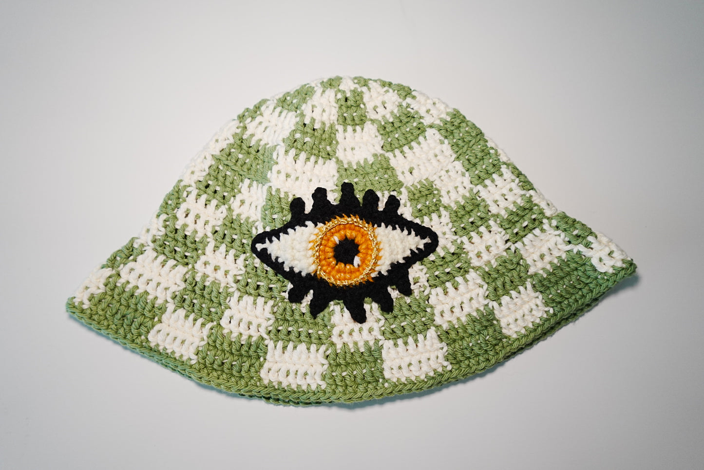 Checkered x Yellow Eye Crochet Hat