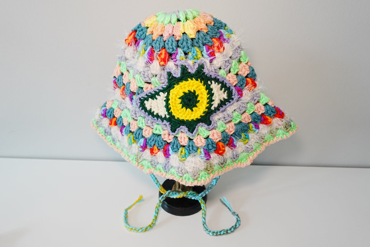 Yellow Eye Crochet Hat in Mult color