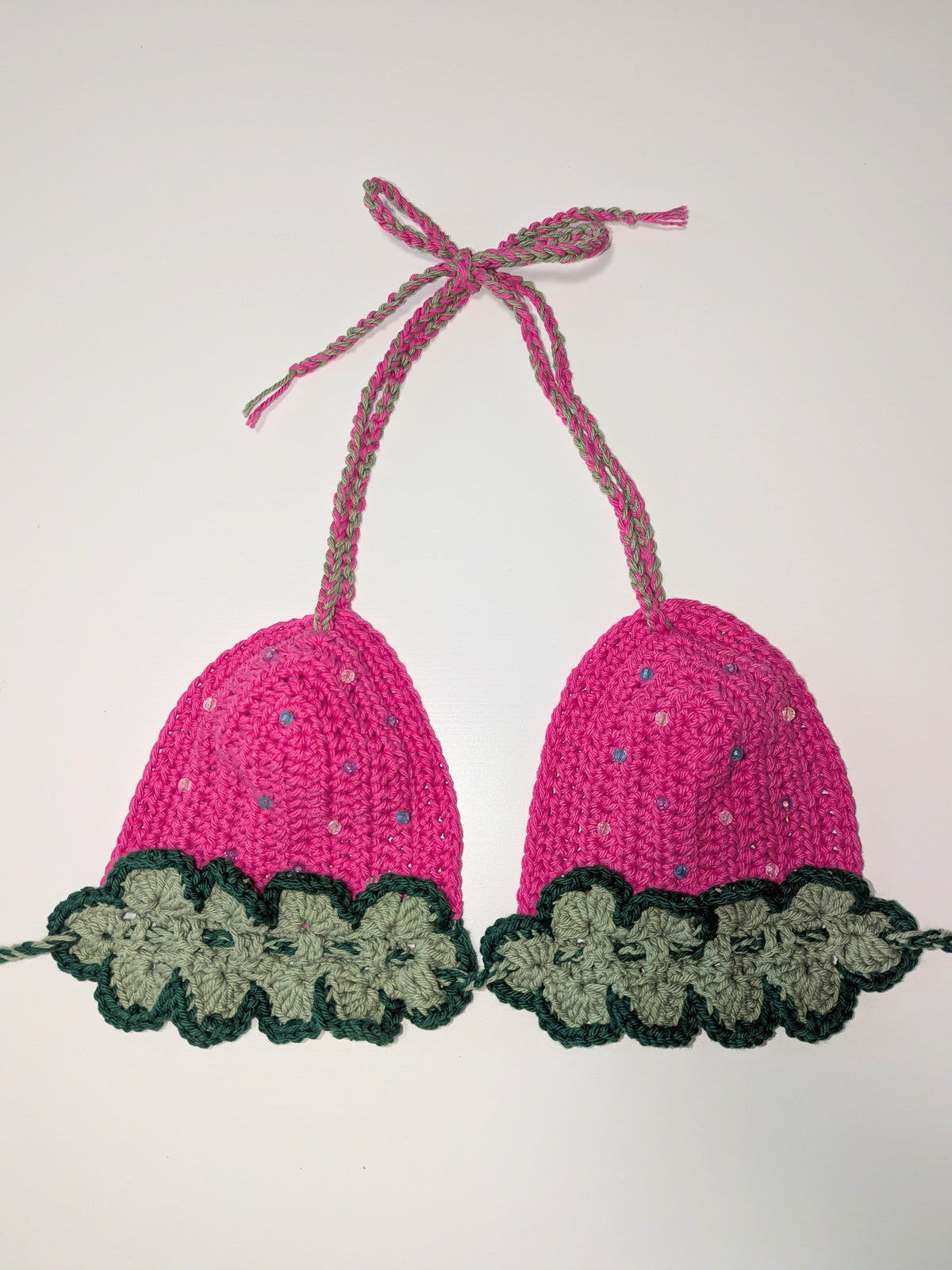 Pink Strawberry Crochet Bra top