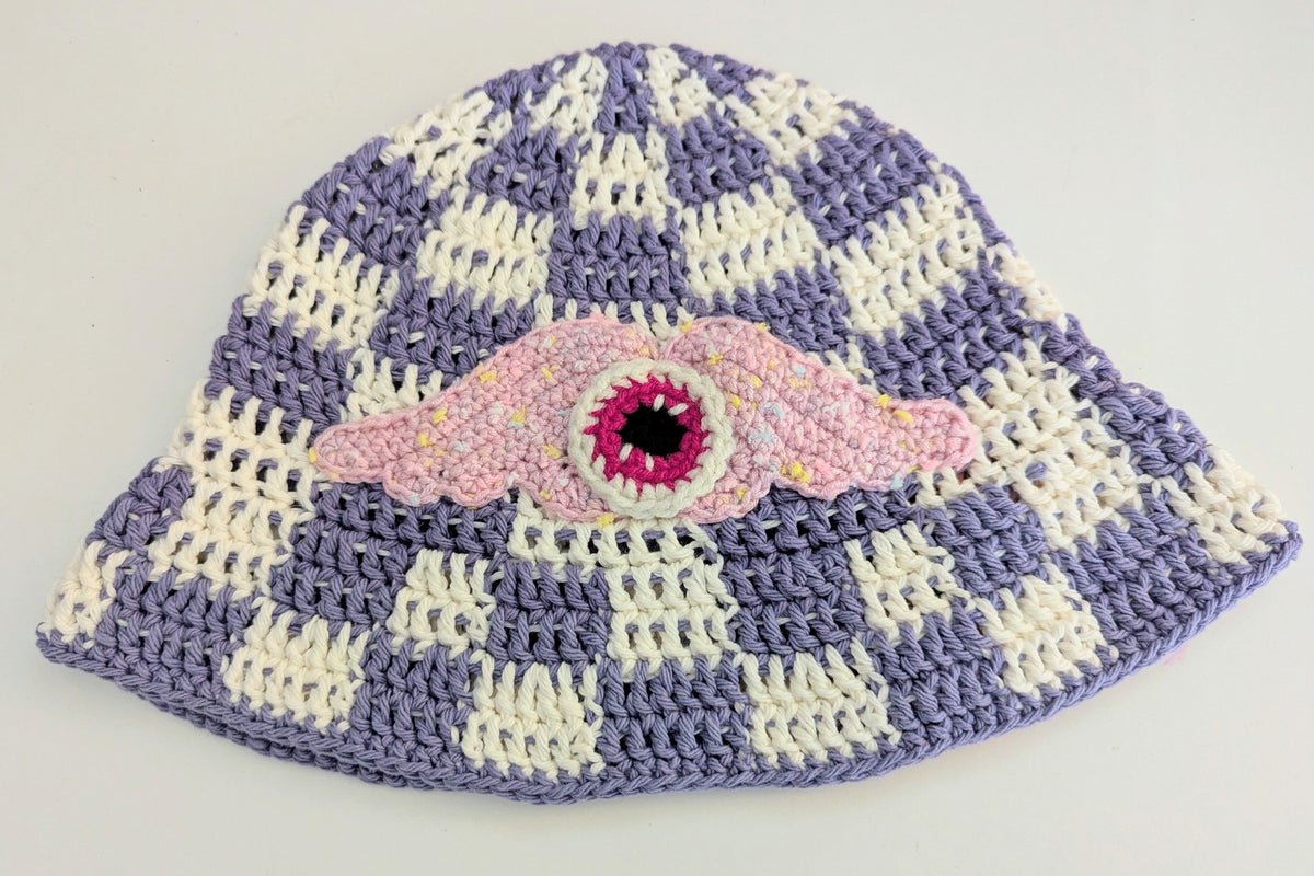Frying Eyeball x Checkered Crochet Hat