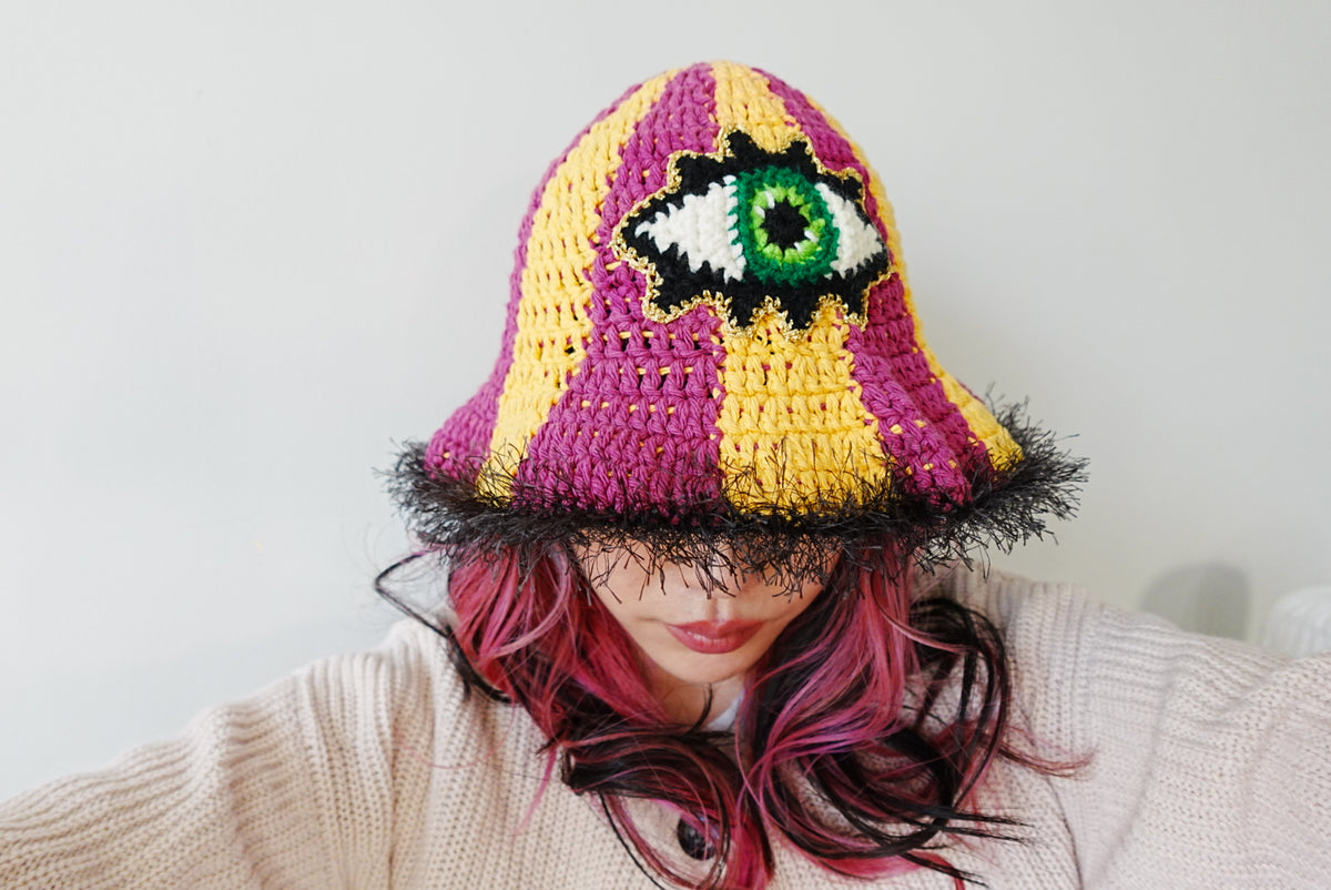 Green Eye Crochet Hat